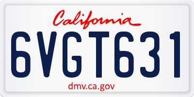 CA license plate 6VGT631