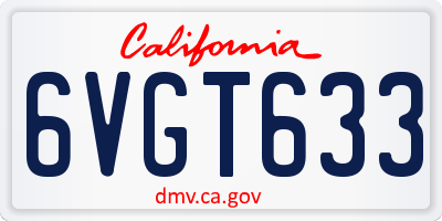 CA license plate 6VGT633