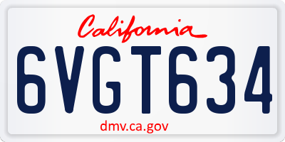 CA license plate 6VGT634