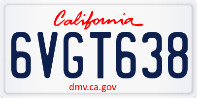 CA license plate 6VGT638