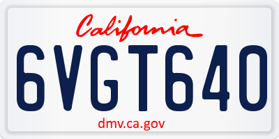 CA license plate 6VGT640
