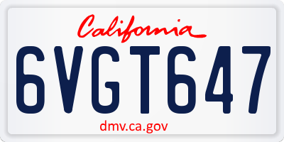 CA license plate 6VGT647