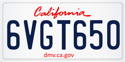 CA license plate 6VGT650