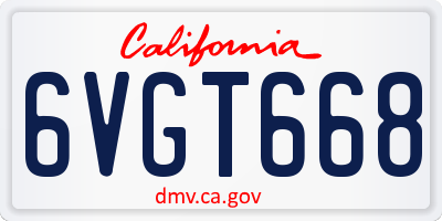 CA license plate 6VGT668
