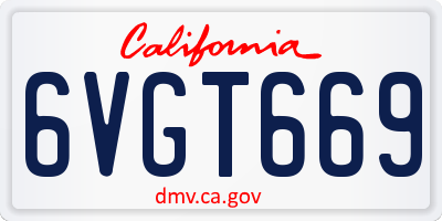 CA license plate 6VGT669