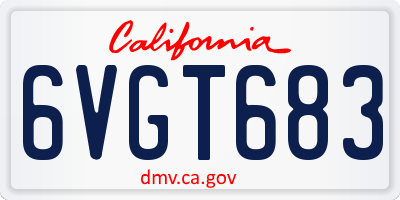 CA license plate 6VGT683