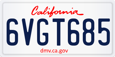 CA license plate 6VGT685