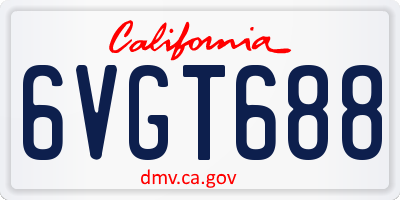CA license plate 6VGT688