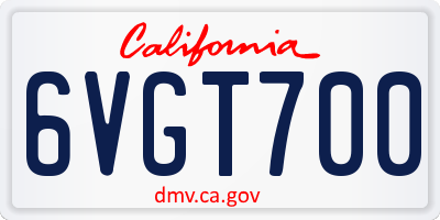 CA license plate 6VGT700