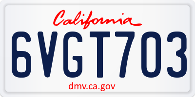 CA license plate 6VGT703