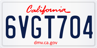 CA license plate 6VGT704