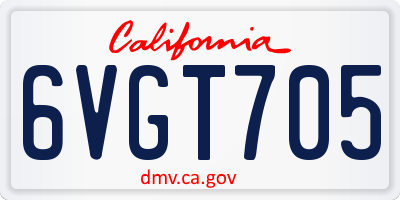CA license plate 6VGT705