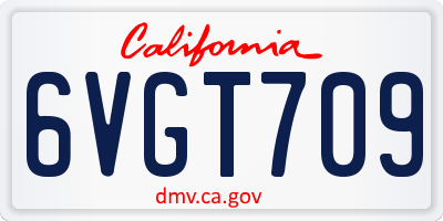 CA license plate 6VGT709