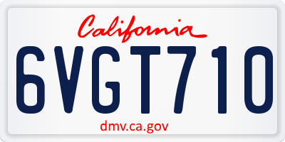CA license plate 6VGT710