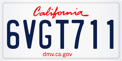 CA license plate 6VGT711