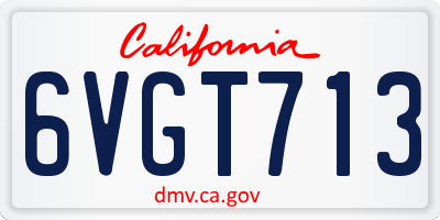 CA license plate 6VGT713