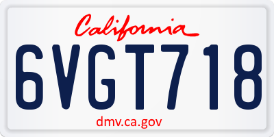CA license plate 6VGT718