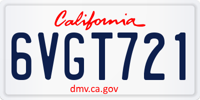 CA license plate 6VGT721