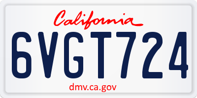 CA license plate 6VGT724