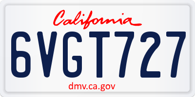CA license plate 6VGT727