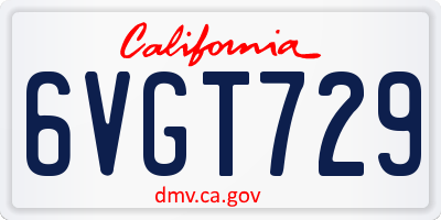 CA license plate 6VGT729