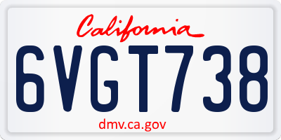 CA license plate 6VGT738