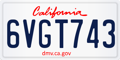 CA license plate 6VGT743