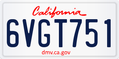 CA license plate 6VGT751