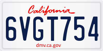 CA license plate 6VGT754