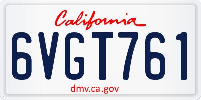 CA license plate 6VGT761