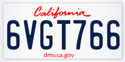 CA license plate 6VGT766