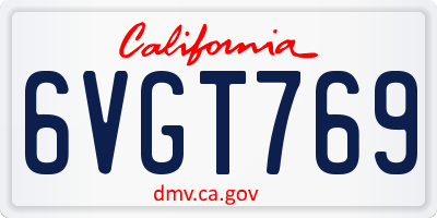 CA license plate 6VGT769