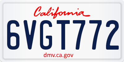 CA license plate 6VGT772
