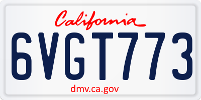 CA license plate 6VGT773