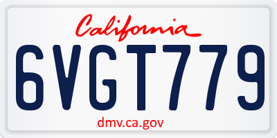 CA license plate 6VGT779