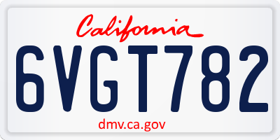 CA license plate 6VGT782