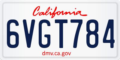 CA license plate 6VGT784