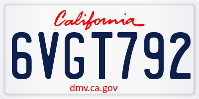 CA license plate 6VGT792