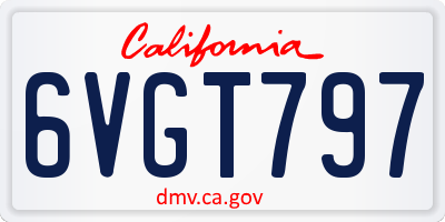 CA license plate 6VGT797