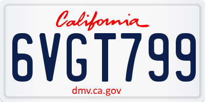 CA license plate 6VGT799