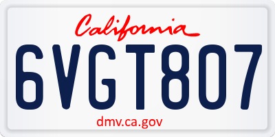 CA license plate 6VGT807
