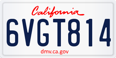 CA license plate 6VGT814