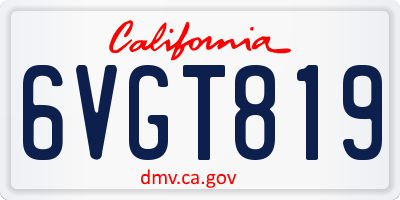 CA license plate 6VGT819