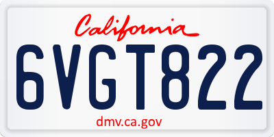 CA license plate 6VGT822
