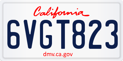 CA license plate 6VGT823