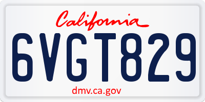 CA license plate 6VGT829