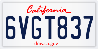 CA license plate 6VGT837