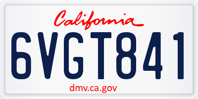 CA license plate 6VGT841