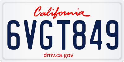CA license plate 6VGT849