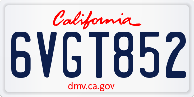 CA license plate 6VGT852